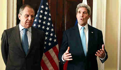 Lavrov and Kerry on Friday (EPA)