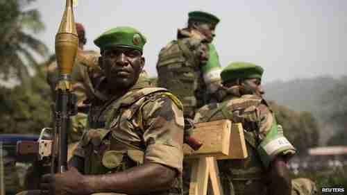 Soldiers from Misca, the African Union peacekeeping mission