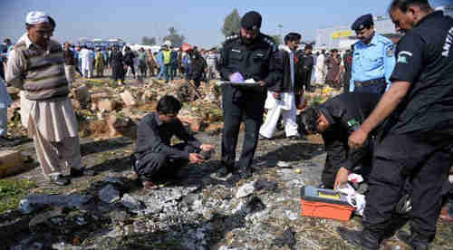 Bombed marketplace in Islamabad, Pakistan, on Wednesday (The News)