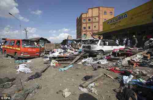 Aftermath of twin bombings in Nairobi on Friday (EPA)