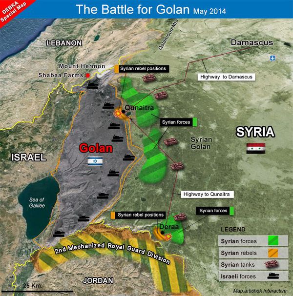 Map of the Battle for Golan - May 2014 (Debka)