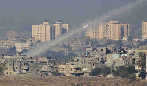 A rocket being launched from the Gaza Strip in 2012