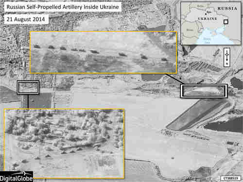 Nato satellite imagery showing Russian military convoy well inside Ukraine territory