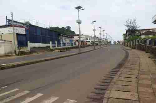 Empty street in Freetown during lockdown on Friday (Reuters)