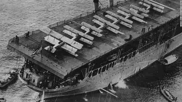 The USS Langley, the US Navy's first aircraft carrier, off the coast of Baltimore in 1924. (CNN)