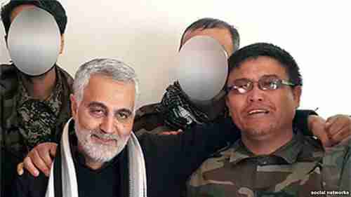 Iran's Quds Force commander Qassem Soleimani (left) with Afghan Alireza Tavasoli, commander of the Fatemiyoun Brigade, who was killed fighting in Syria. (RFE/RL)