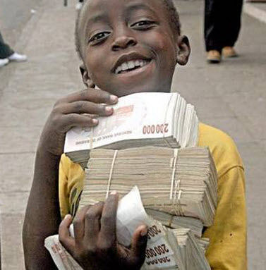 Boy carrying Zim dollars