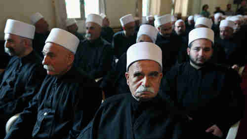 Druze clerics in a meeting in Beirut on Friday (AP)