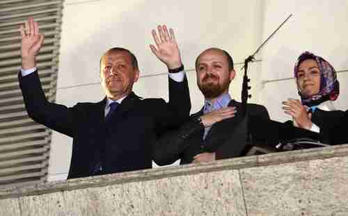 Erdogan with his son Bilal and daughter Smeyye (Reuters file)