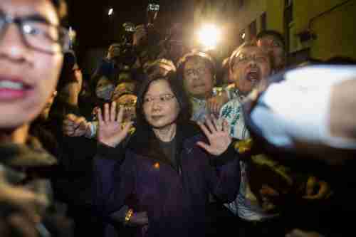 Tsai Ing-wen, Taiwan's likely next president, at a protest against a controversial Taiwan-China trade agreement last march (Getty)