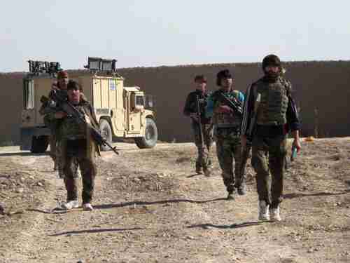 Afghan National Army (ANA) soldiers in Helmand on Monday (AFP)