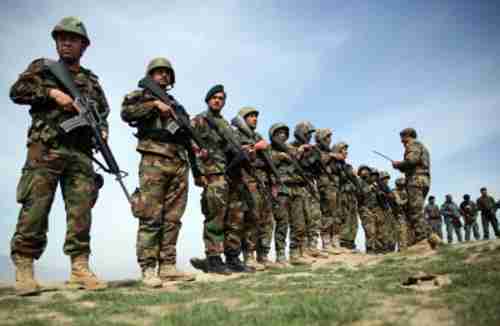 Afghan soldiers stand guard Tuesday (AP)