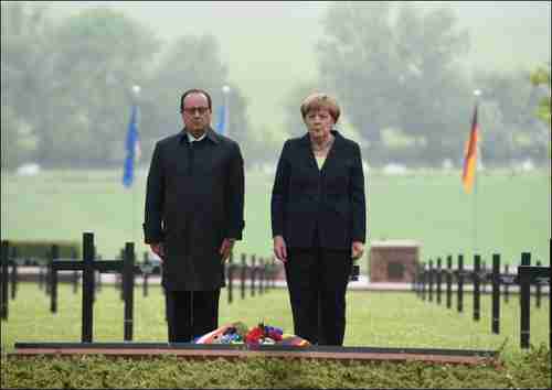 Angela Merkel and Franois Hollande commemorate the Battle of Verdun on Sunday (AFP)