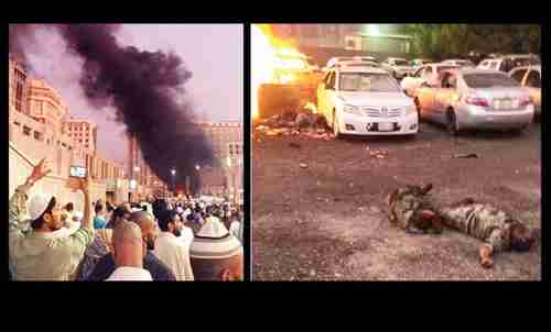 The aftermath of the suicide bombing attack on the Prophet's Mosque in Medina, Saudi Arabia (Arab News)