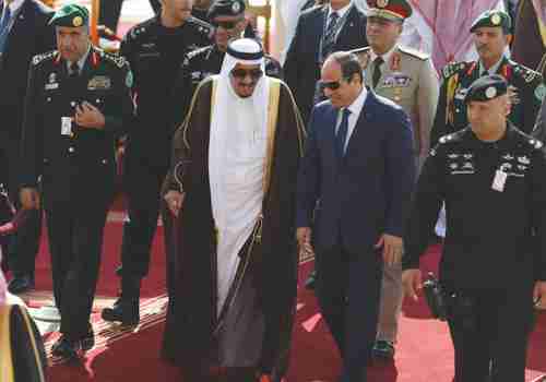 From 2015: Saudi King Salman bin Abdulaziz, left, walks with Egypts President Abdel Fattah al-Sisi in Riyadh (Reuters)