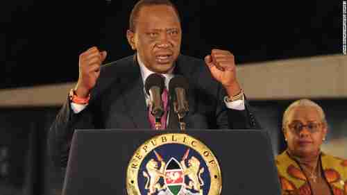 President Uhuru Kenyatta giving election victory speech on Saturday