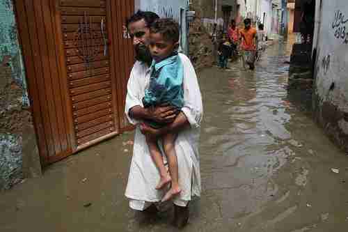 A flooded street in Karachi on Friday (EPA)