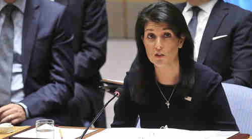 Nikki Haley speaking at UN Security Council on Monday