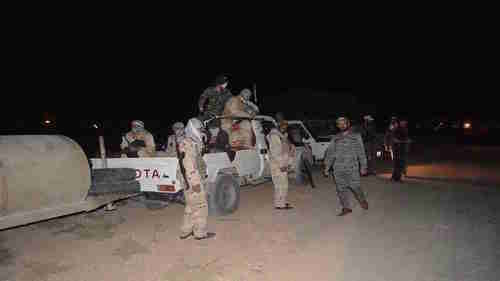  A group of masked Hash Al-Shaabi forces (Iraqi Shia Muslim Popular Mobilization Units) seen near Kirkuk late Thursday (Kurdistan 24)