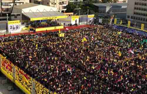 Audience for Saturday's speech by Hezbollah leader Nasrallah (Reuters)