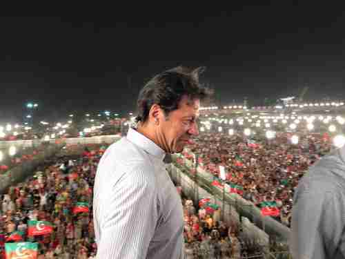 Imran Khan at Sunday's rally in Lahore, Pakistan (Daily Pakistan)