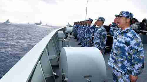 Chinese warship in South China Sea, April 12, 2018 (Getty)