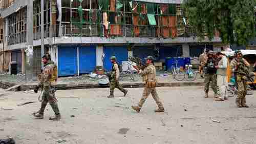  Afghan security forces respond to the Taliban attacks on Tuesday (Reuters)