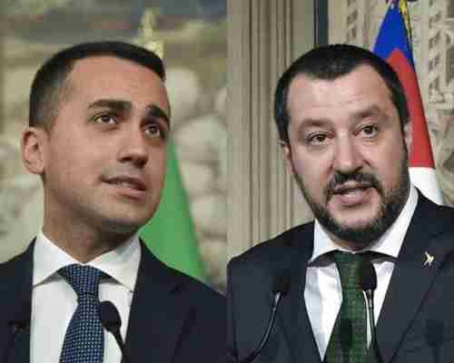 Five-Star Movement leader Luigi Di Maio, left, and La Lega leader Matteo Salvini (AFP)