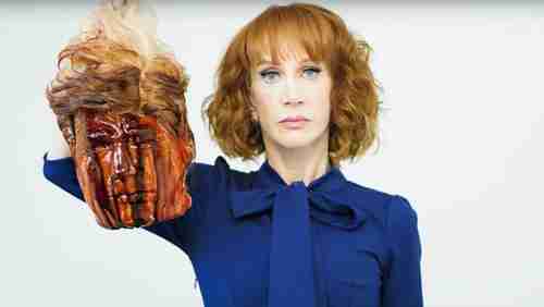 Celebrity Kathy Griffin and her bloody Donald Trump head