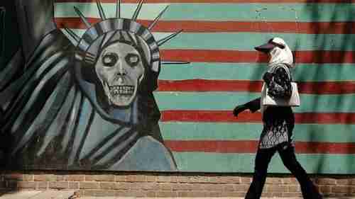 A mural painting on the wall of the former US embassy in Tehran, where the 1980 Iranian hostage crisis originally occurred (AFP)