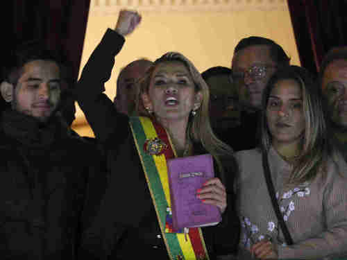 Opposition politician Jeanine ez, who declared herself interim president of Bolivia after resignation of Evo Morales (AP)