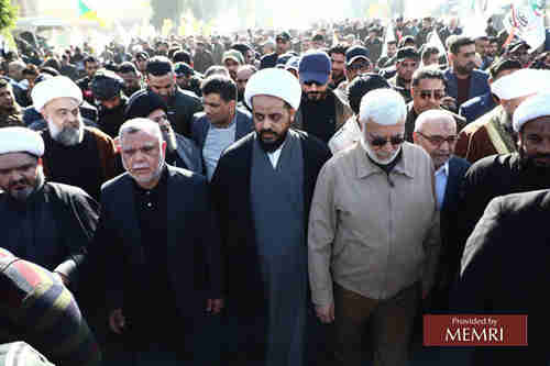 Three of the five militia leaders who attended the protest at the U.S.  Embassy, from left to right: Hadi Al-Amiri, Qais al-Khazali, and Abu Mahdi Al-Muhandis (Memri)