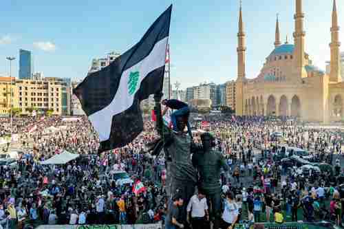 Protests in Beirut Lebanon's Martyrs' Square on Saturday.