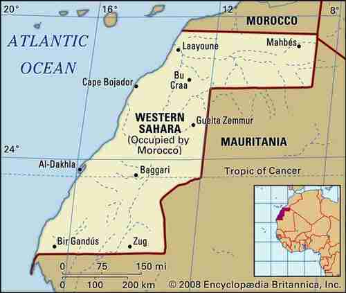 Map of Western Sahara (Britannica)