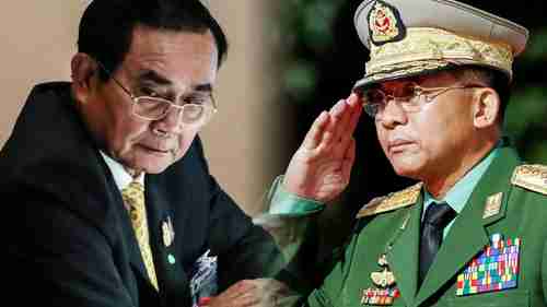  Thailand's Prime Minister Prayuth Chan-ocha, Myanmar's leader Gen. Min Aung Hlaing. (Reuters)