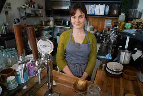 Anika Havey, owner of Folklore Cafe in Port Adelaide, where nuclear-powered submarines will be built (Australian Broadcasting)