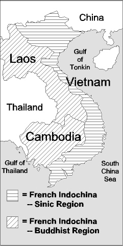  French Indochina in the 1880s and 1890s consisted roughly of today's Vietnam, Cambodia and Laos.