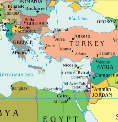 Map Of Greece And Israel 17-Sep-11 World View -- Turkey On Collision Course With Greece, Israel In  Mediterranean